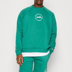 Ellesse Tennis Club Sweatshirt Mens XL UK Green Voliero Crew Neck Unisex Perugia